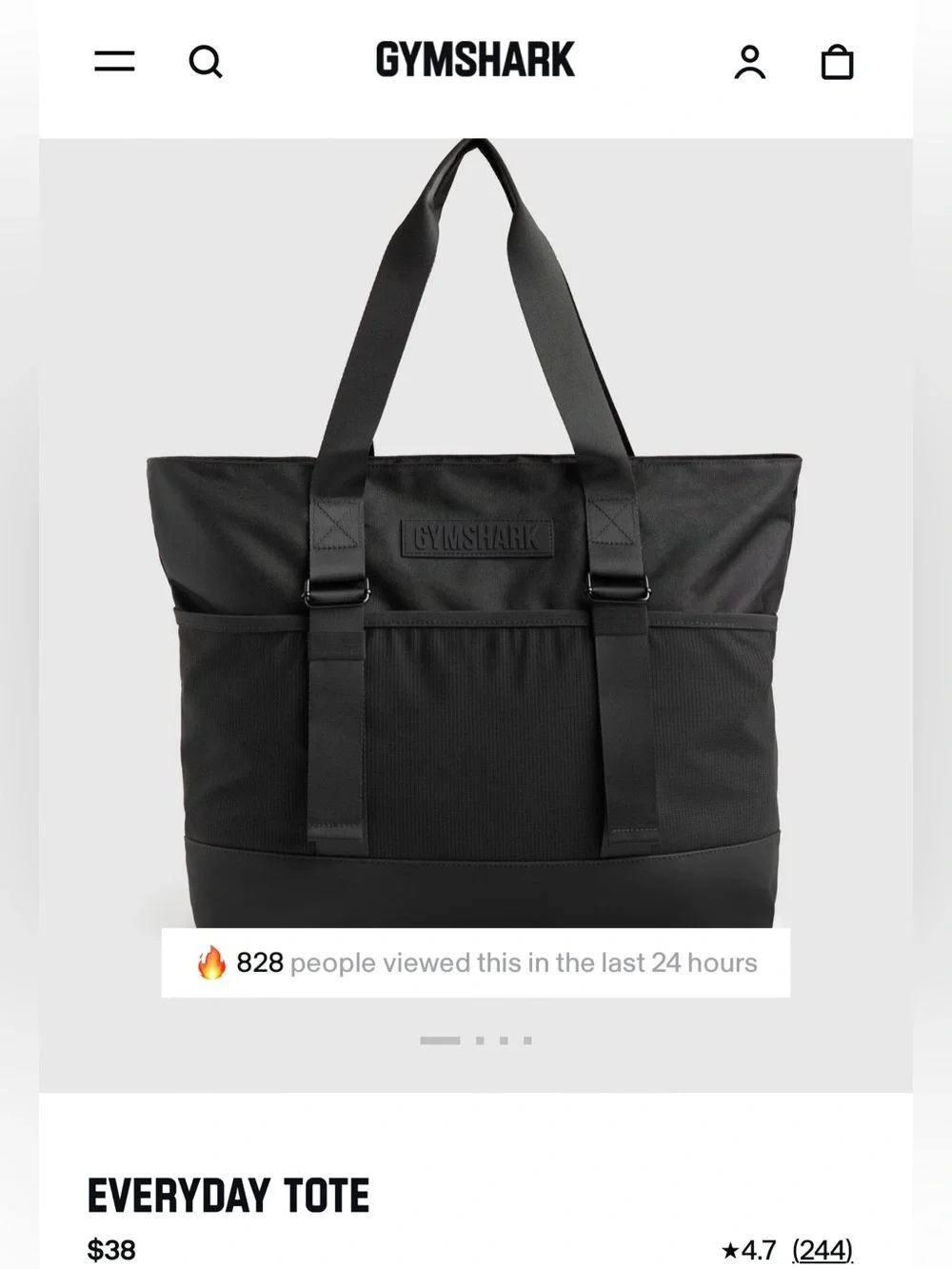 Gymshark Black Everyday Tote Bag